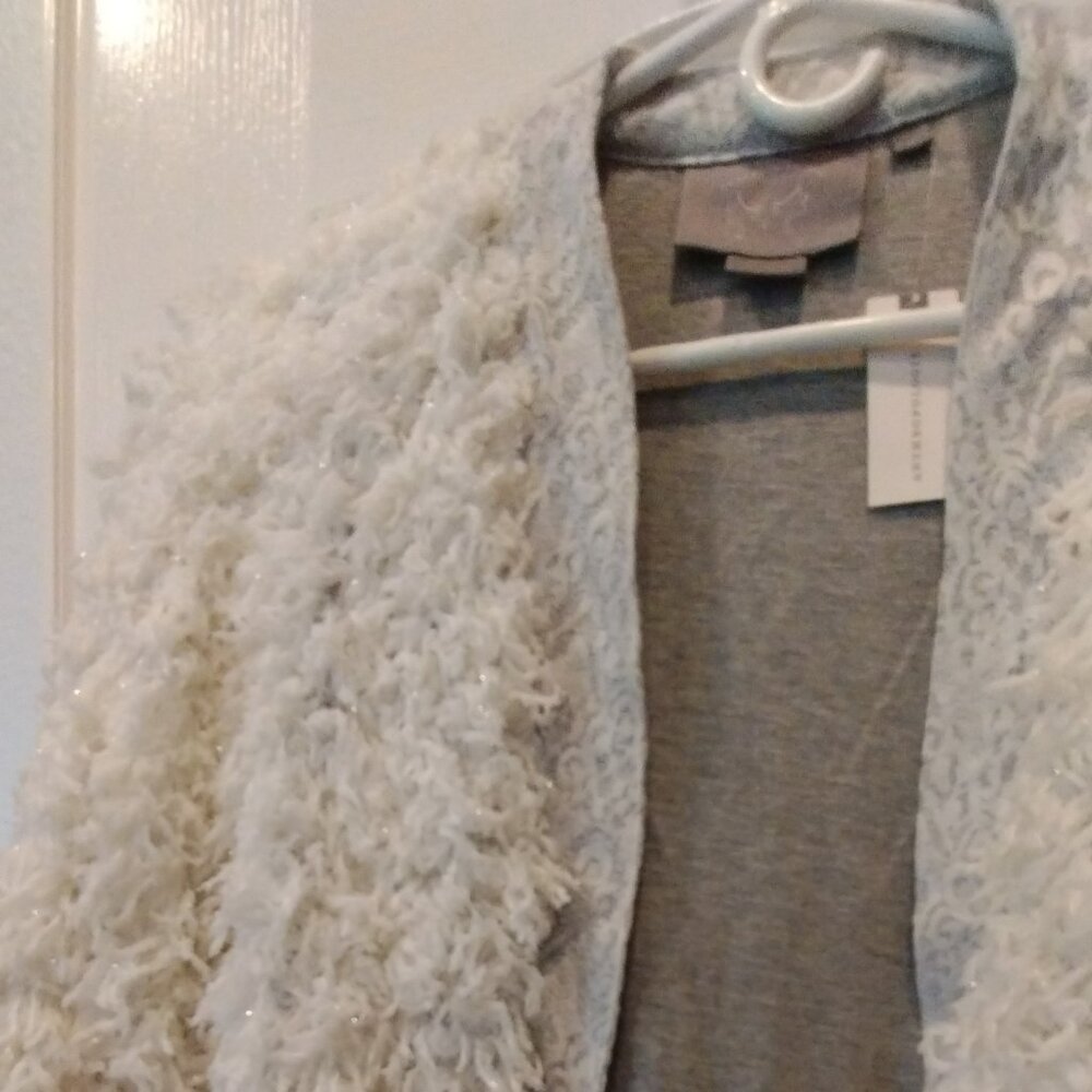 NWT Anthropologie Vanessa Virginia Shaggy Sparkly Jacket M/L - Picture 4 of 10